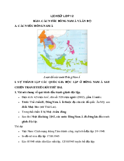 Lý thuyết môn Lịch sử 12 - bài 4: Các nước Đông Nam Á và Ấn Độ mới nhất