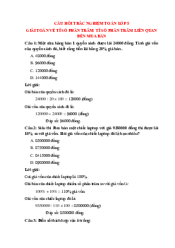 12 câu Trắc nghiệm Tỉ số phần trăm liên quan đến mua bán có đáp án 2024 – Toán lớp 5