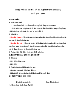Giáo án toán 5 ôn tập về đo độ dài  và đo khối lượng (tiếp theo) mới nhất