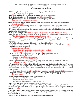 Đề cương ôn tập kì 1 - Sinh Học lớp 12