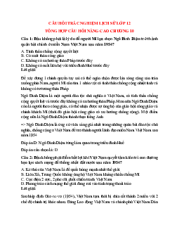 87 câu Trắc nghiệm Lịch sử 12 Chương 4 phần 2 nâng cao có đáp án 2023: Việt Nam từ năm 1954 đến năm 1975