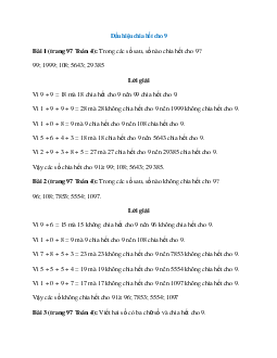 Toán lớp 4 trang 97 Dấu hiệu chia hết cho 9