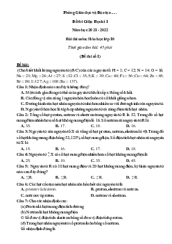 [Năm 2021] Đề thi Giữa kì 1 Hóa Học lớp 10 có đáp án (10 đề)