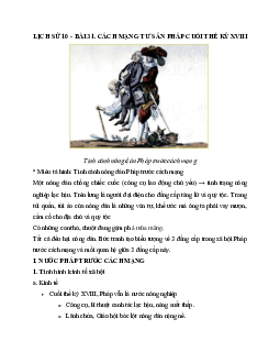 Lý thuyết Lịch sử 10: Bài 31: Cách mạng tư sản Pháp cuối thế kỉ XVIII mới nhất
