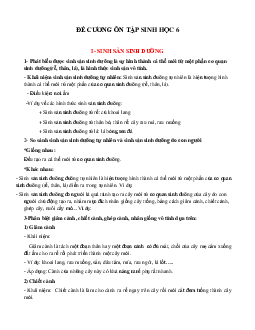 Đề cương ôn tập học kì 2 môn Sinh học lớp 6 năm 2021 chọn lọc