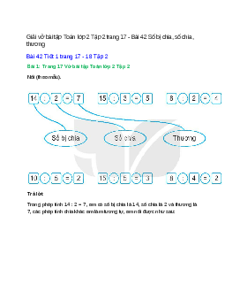 Vở bài tập Toán lớp 2 Tập 2 trang 17, 18, 19 Bài 42: Số bị chia, số chia, thương | Kết nối tri thức
