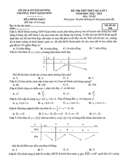 Đề thi thử Toán trường THPT Kinh Môn (Hải Dương) năm 2023