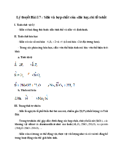 Lý thuyết Silic và hợp chất của silic (mới 2023 + 15 câu trắc nghiệm) hay, chi tiết