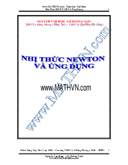 Chuyên đề Nhị thức Newton và ứng dụng môn Toán lớp 11