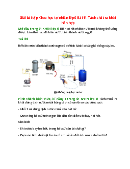 Giải SGK Khoa học tự nhiên 6 Bài 11 (Cánh diều): Tách chất ra khỏi hỗn hợp