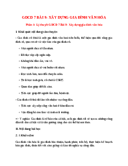 GDCD 7 Bài 9 (Lý thuyết và trắc nghiệm): Xây dựng gia đình văn hóa