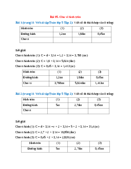 Vở bài tập Toán lớp 5 Tập 2 trang 11 Bài 95: Chu vi hình tròn