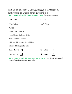 Vở bài tập Toán lớp 2 Tập 2 trang 118, 119: Ôn tập hình học và đo lường | Chân trời sáng tạo