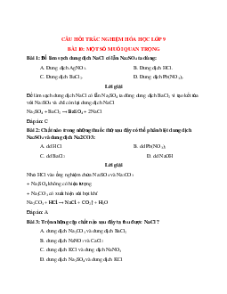 30 câu Trắc nghiệm Một số muối quan trọng có đáp án 2023 – Hóa học lớp 9