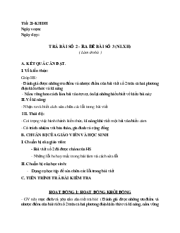 Giáo án ngữ văn lớp 10 Tiết 21:Trả bài số 2 -  Ra đề bài số 3