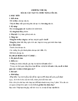Giáo án Sinh học 8 Bài 41: Cấu tạo và chức năng của da mới nhất - CV5555
