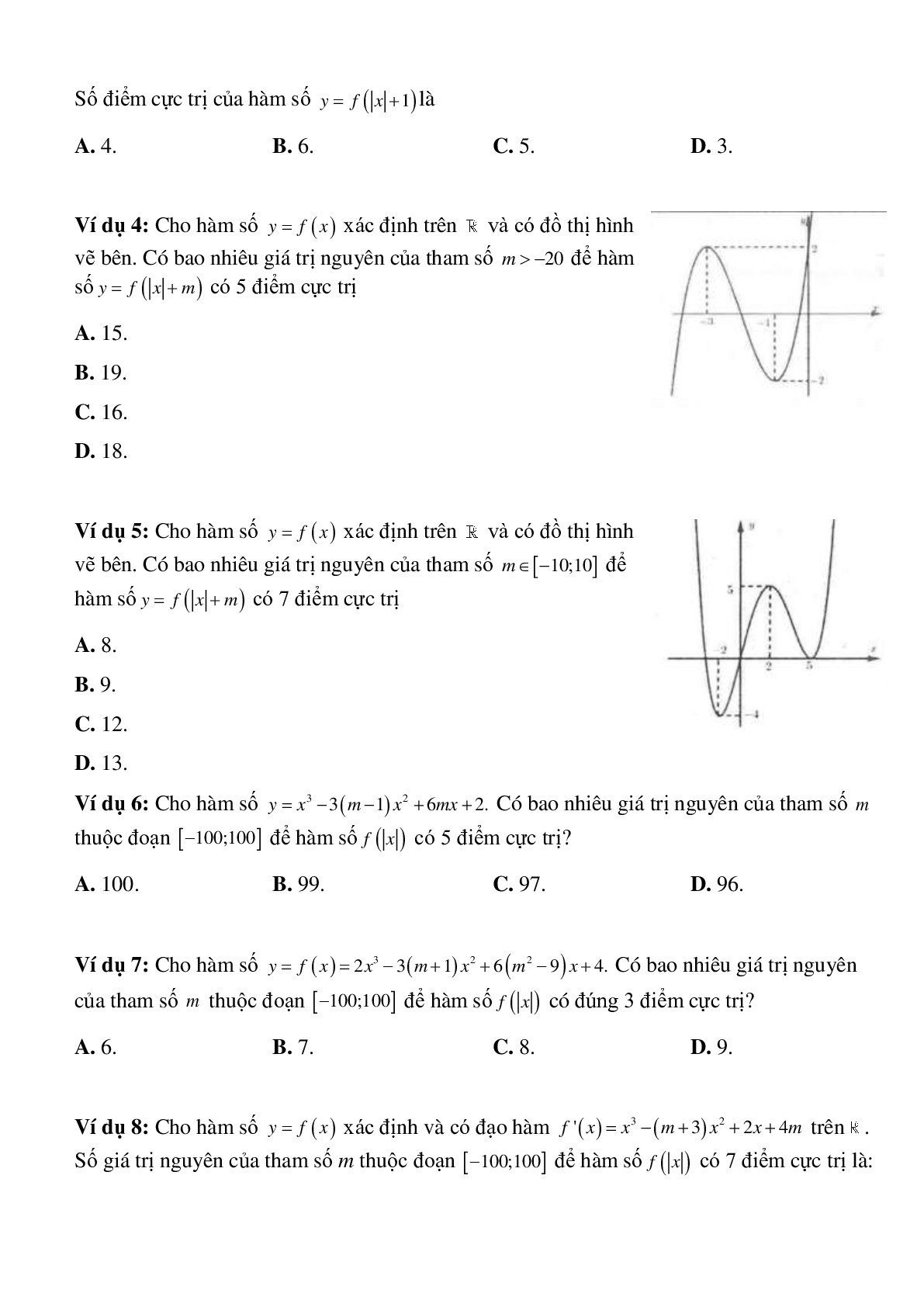 Cực trị hàm số, hàm số y=f(|x|) (trang 2)