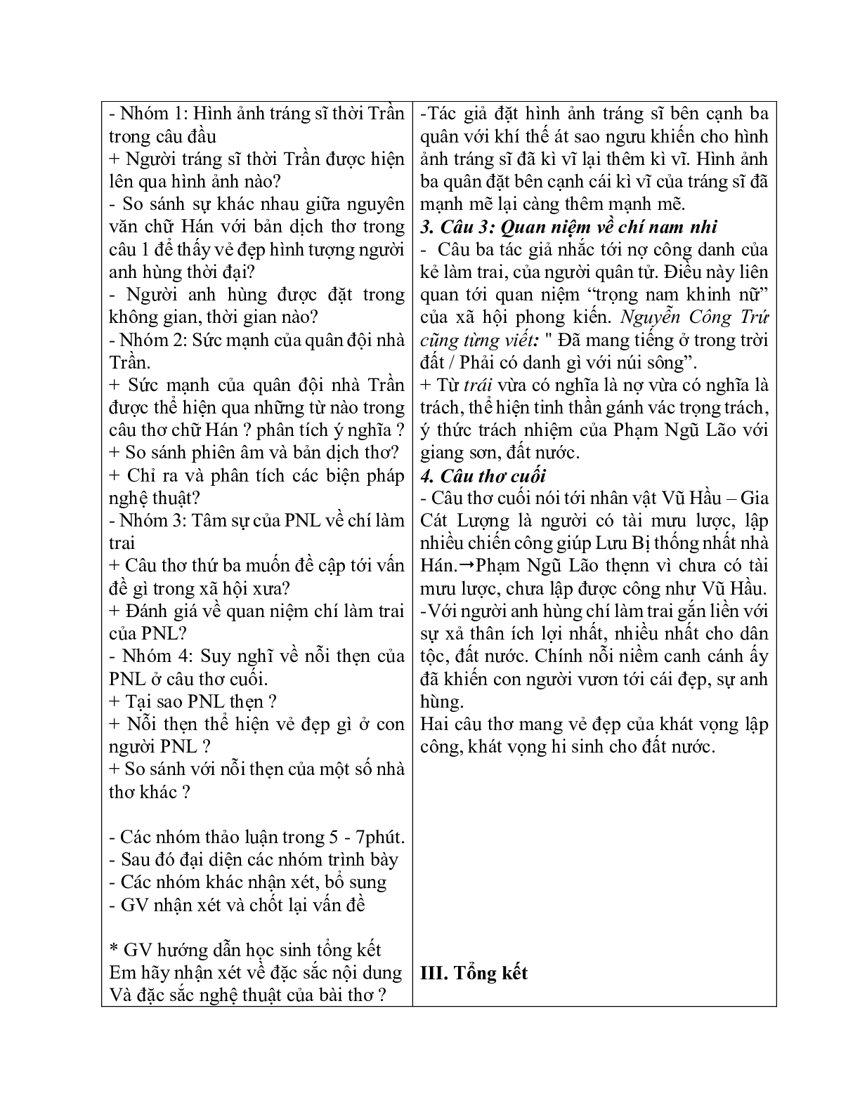 Giáo án ngữ văn lớp 10 Tiết 37: Tỏ lòng (trang 4)