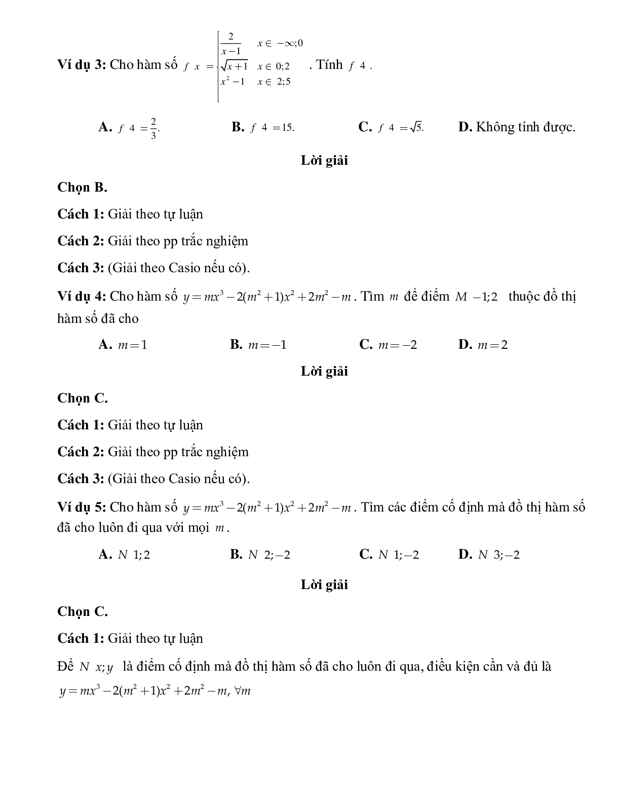 Bài tập tự luyện tính giá trị của hàm số và điểm thuộc đồ thị Toán 10 (trang 2)