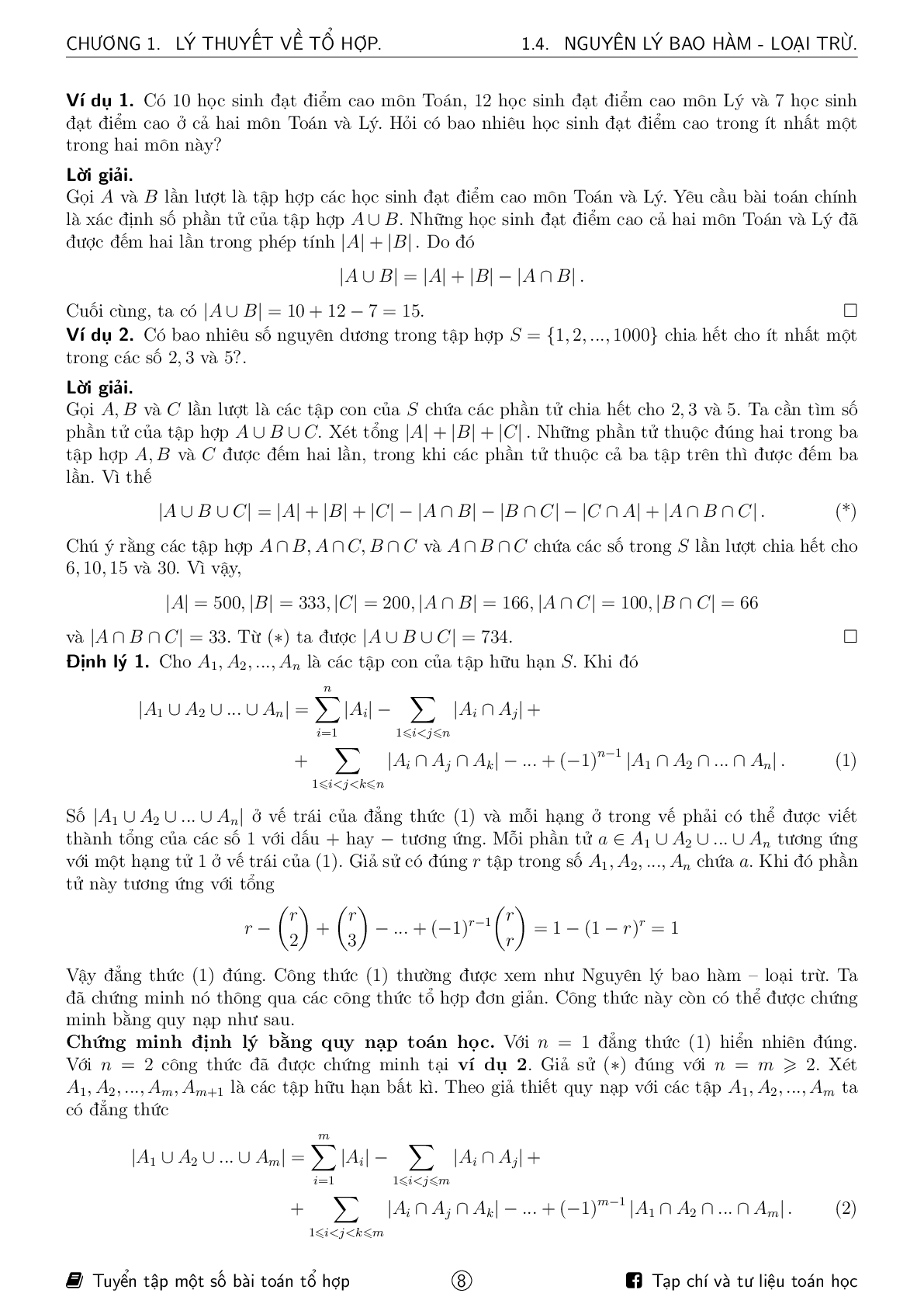 Tuyển tập một số bài toán tổ hợp ôn thi HSG Toán (trang 8)