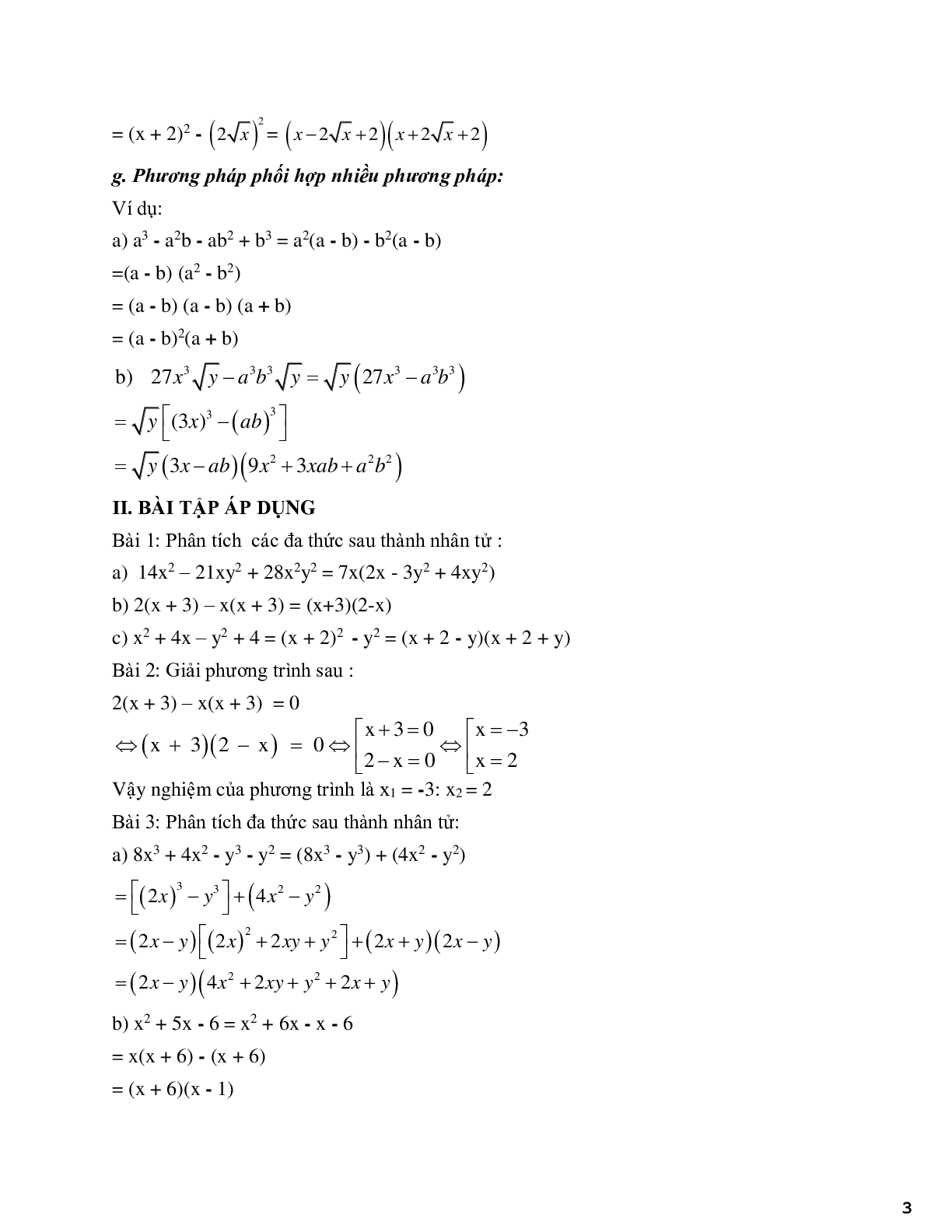 Phương pháp phân tích đa thức thành nhân tử có ví dụ (trang 3)