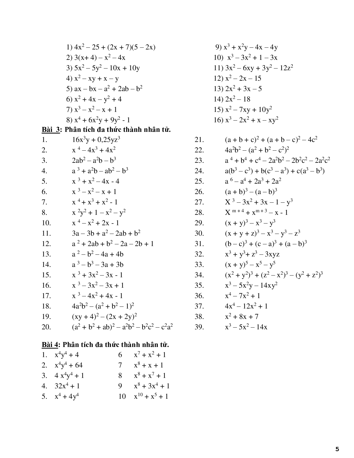 Phương pháp phân tích đa thức thành nhân tử có ví dụ (trang 5)