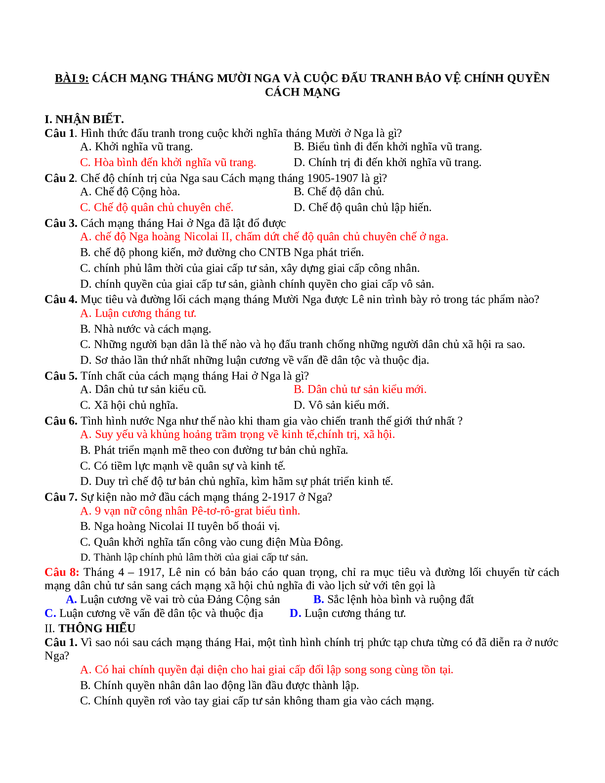 Tổng hợp Câu hỏi ôn tập Lịch Sử lớp 11 chọn lọc (trang 1)