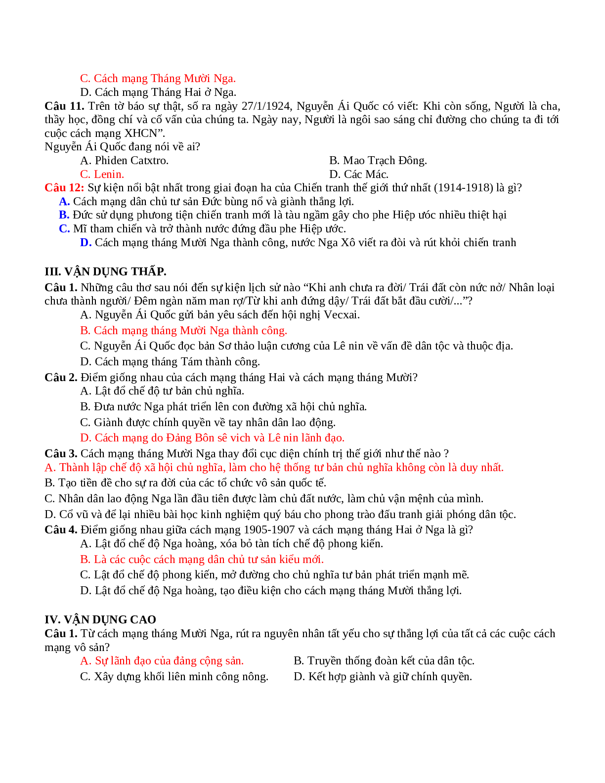 Tổng hợp Câu hỏi ôn tập Lịch Sử lớp 11 chọn lọc (trang 3)