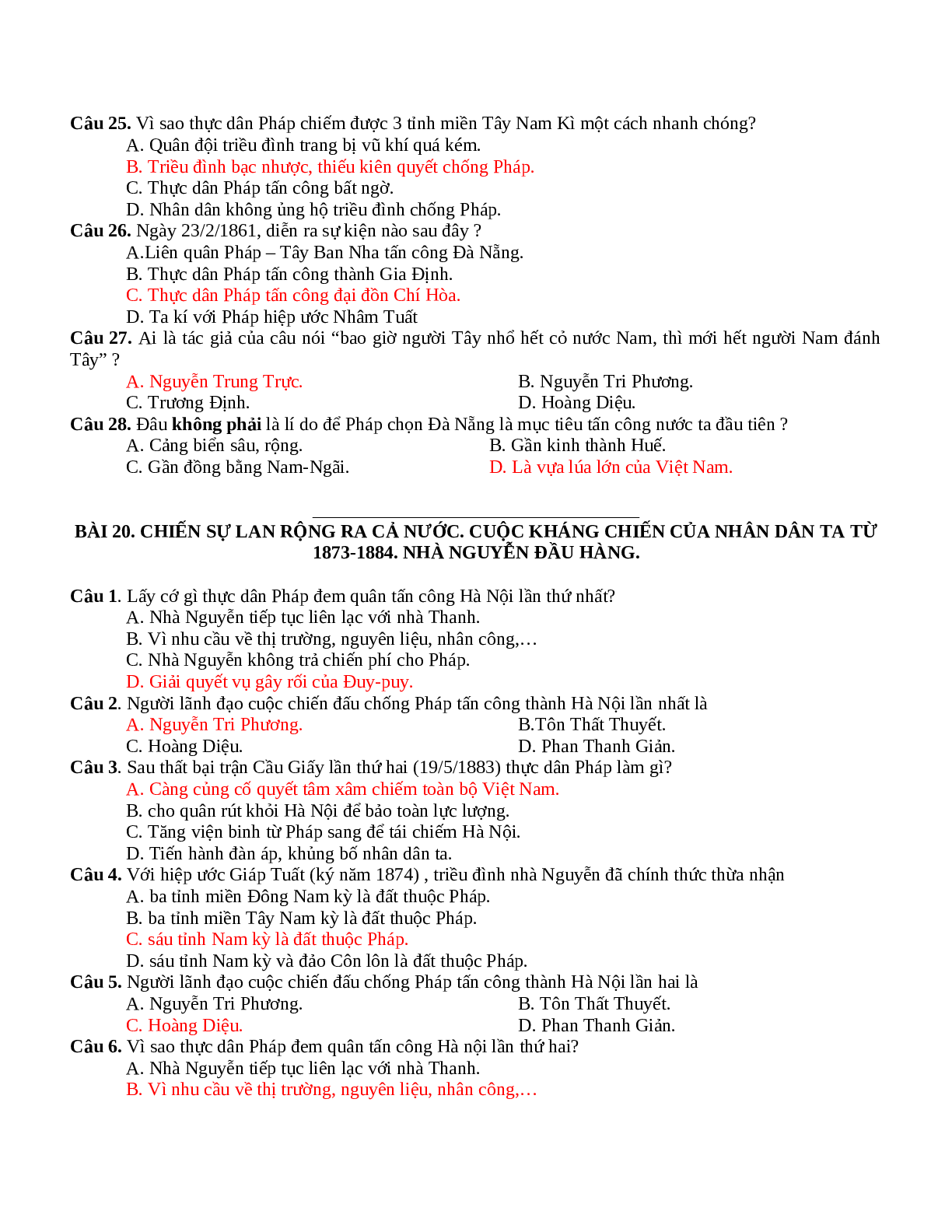 Tổng hợp Câu hỏi ôn tập Lịch Sử lớp 11 chọn lọc (trang 8)