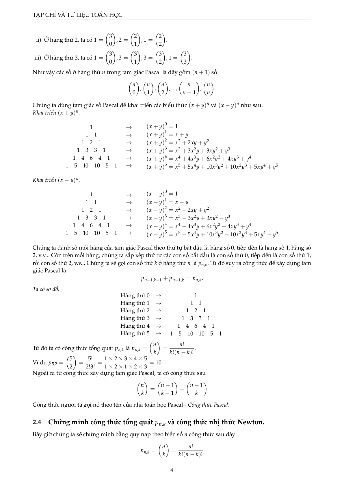 Nhị thức Newton và ứng dụng (trang 7)