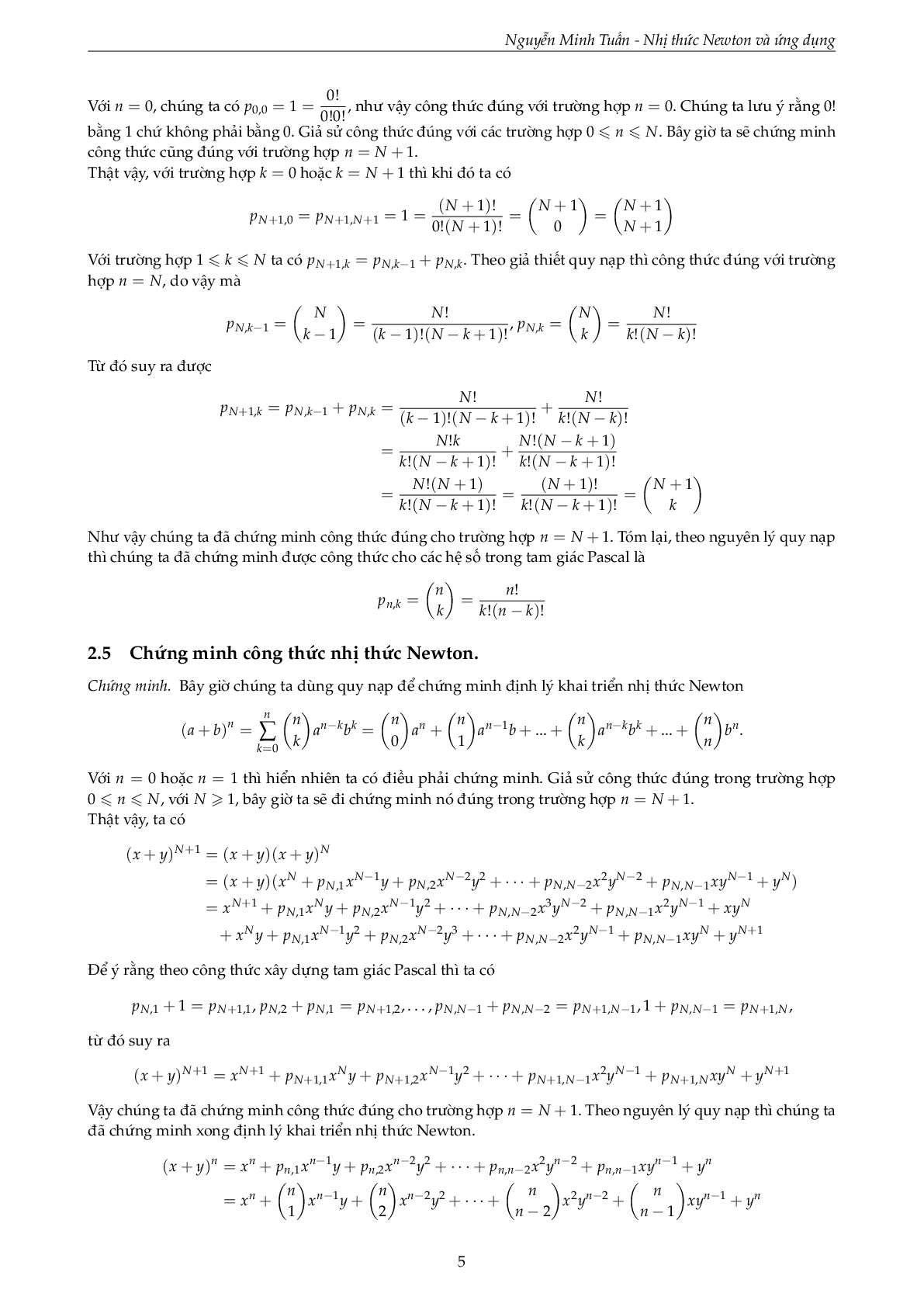 Nhị thức Newton và ứng dụng (trang 8)