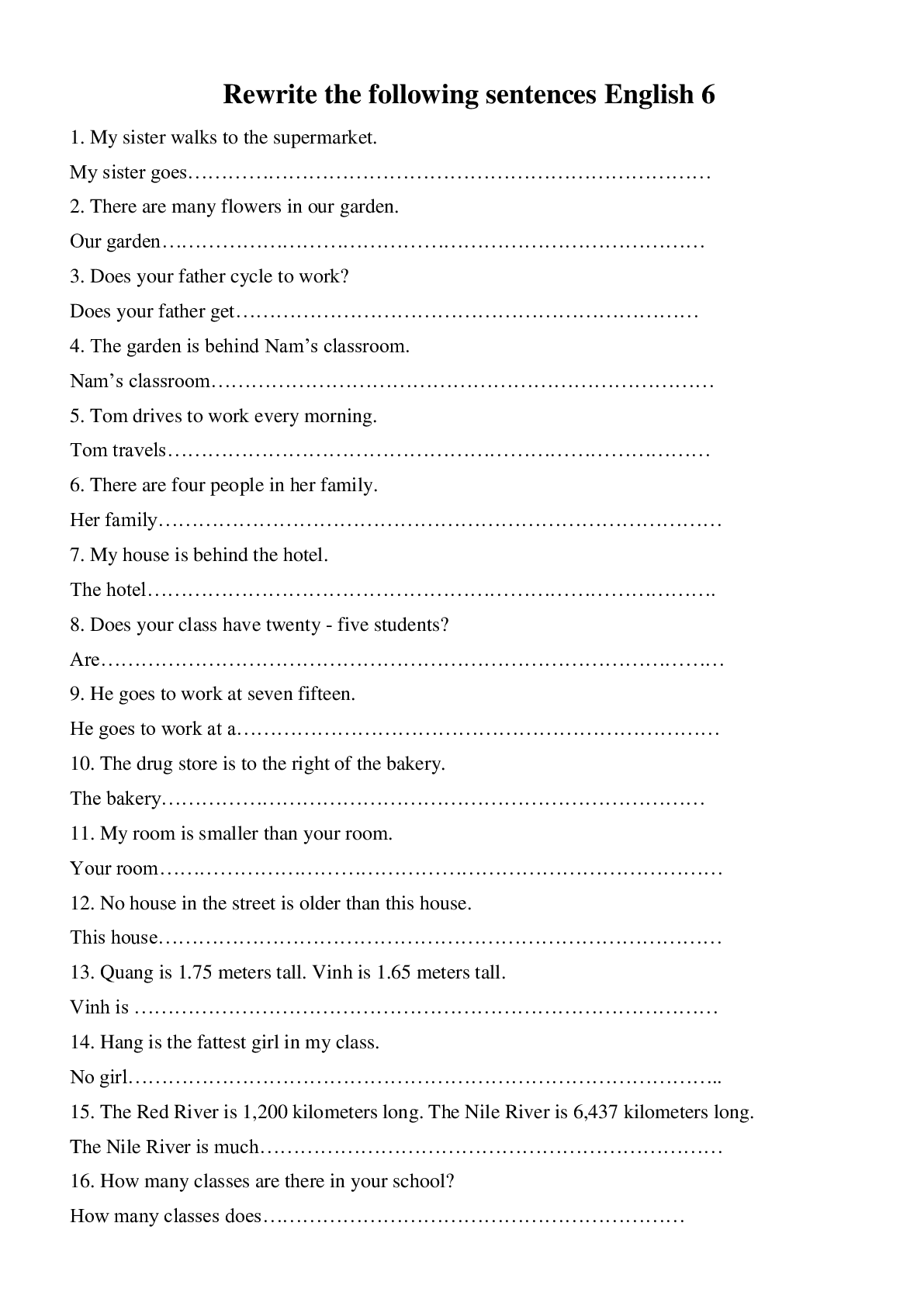 Bài tập dạng Viết lại câu chọn lọc (trang 1)