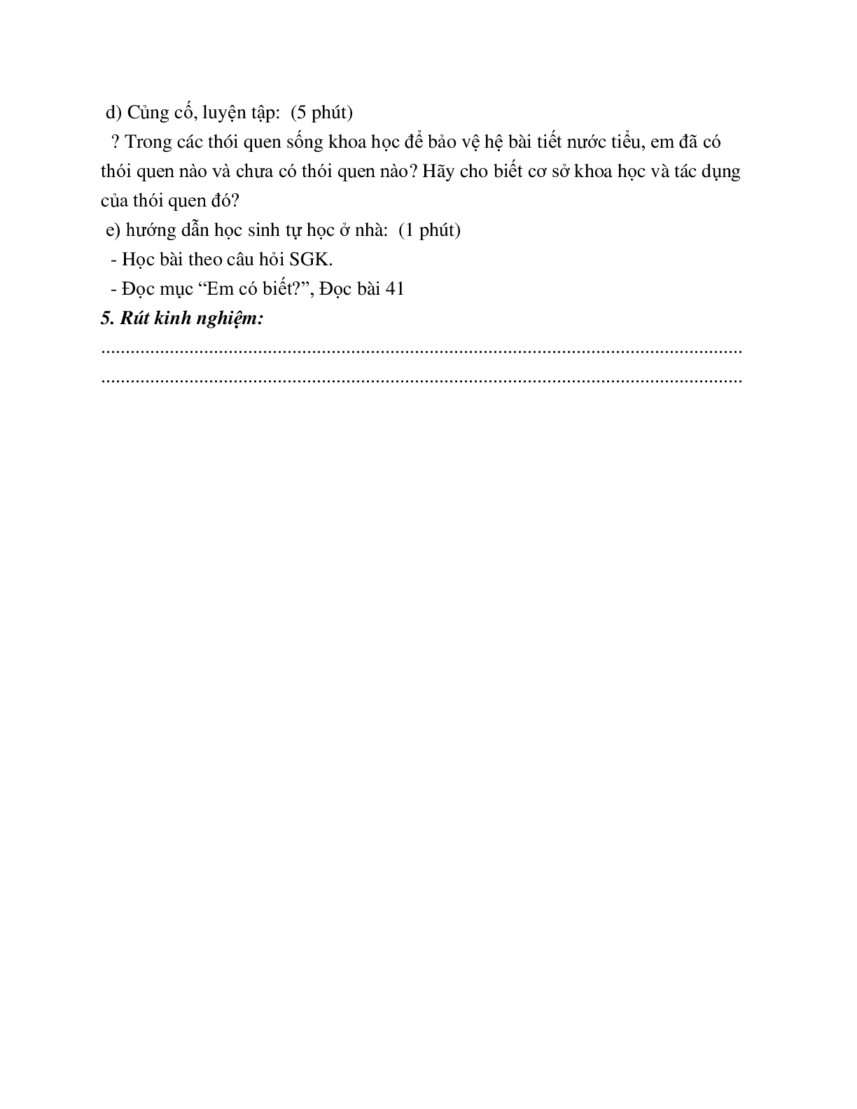 Giáo án Sinh học 8 Bài 40: Bài tiết nước tiểu mới nhất - CV5512 (trang 4)