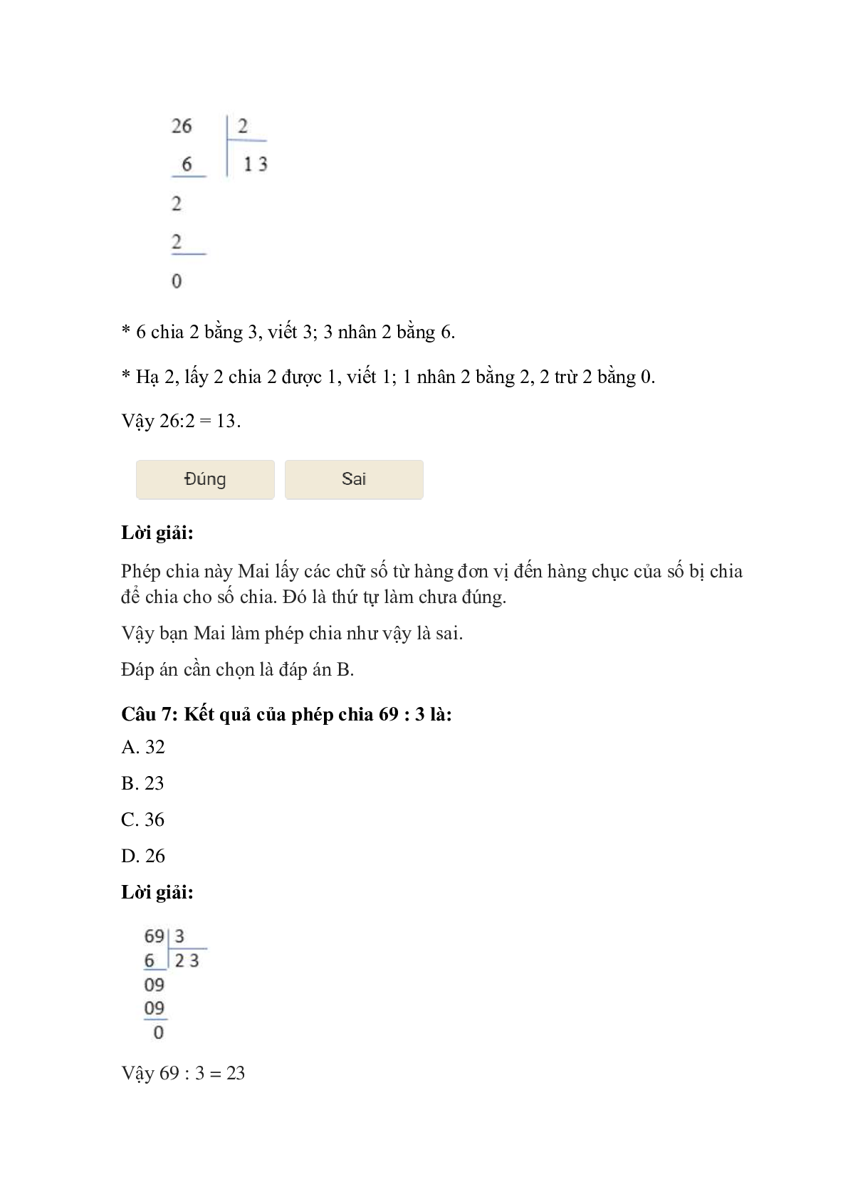 Trắc nghiệm Chia số có hai chữ số cho số có một chữ số có đáp án – Toán lớp 3 (trang 3)