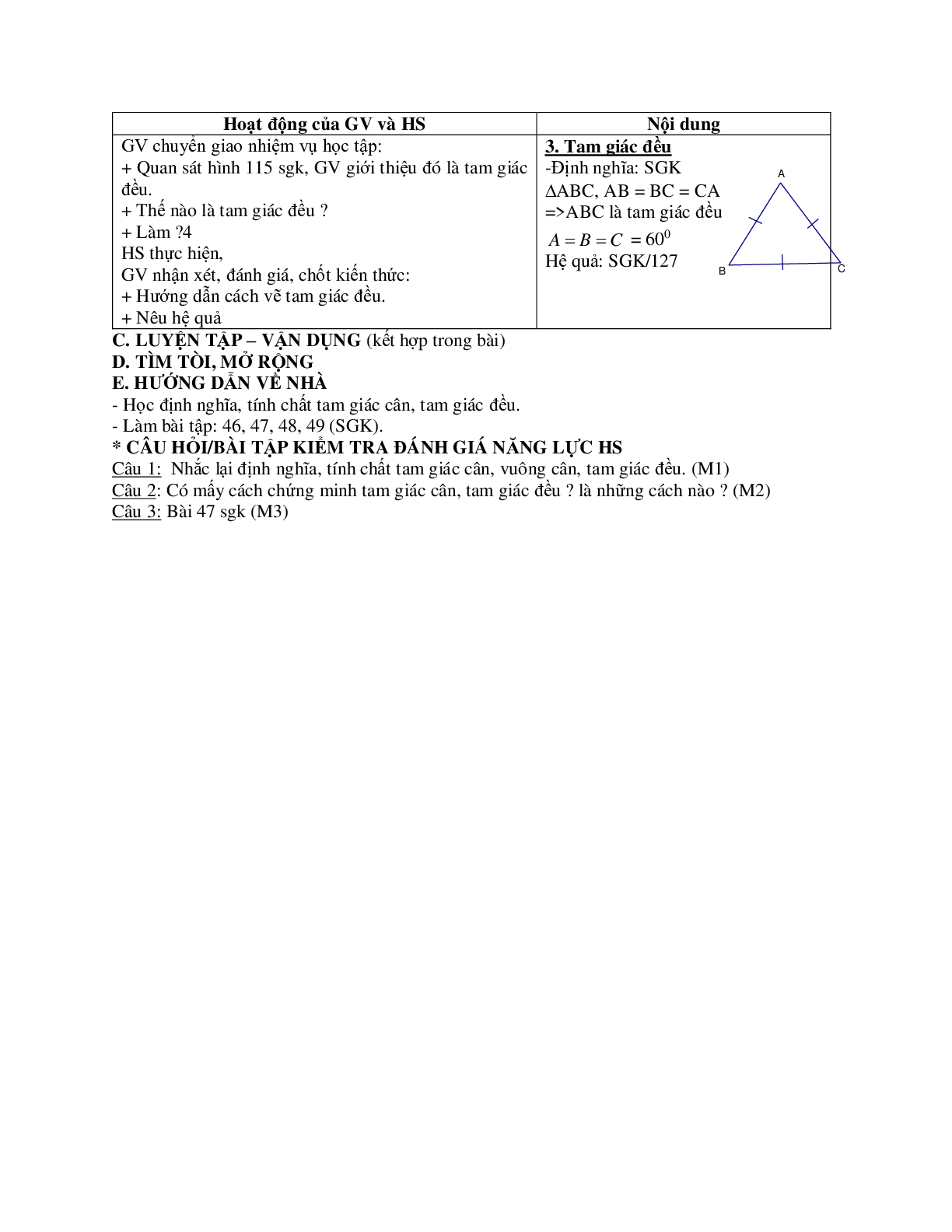 Giáo án Toán 7 bài 6: Tam giác cân mới nhất (trang 3)