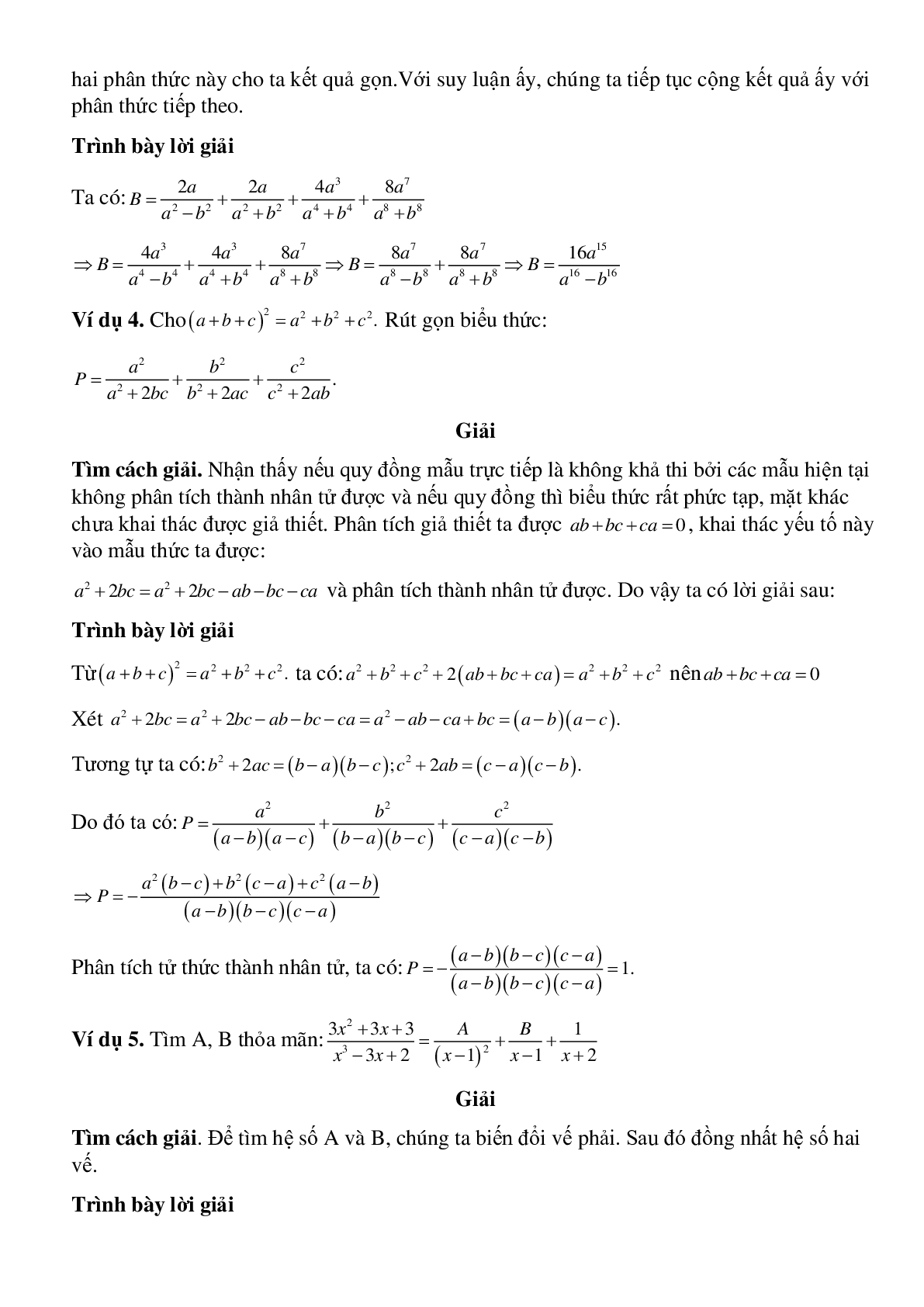 Phép cộng, phép trừ các phân số đại số (trang 3)