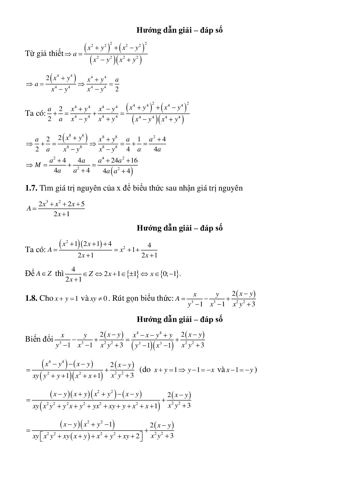 Phép cộng, phép trừ các phân số đại số (trang 8)