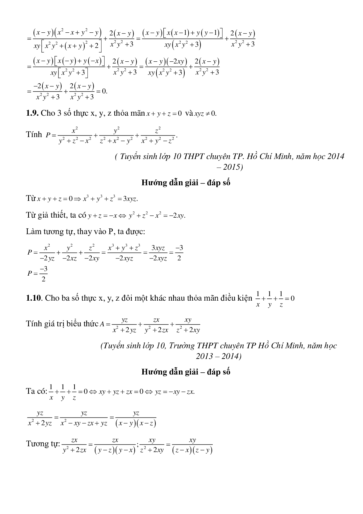 Phép cộng, phép trừ các phân số đại số (trang 9)