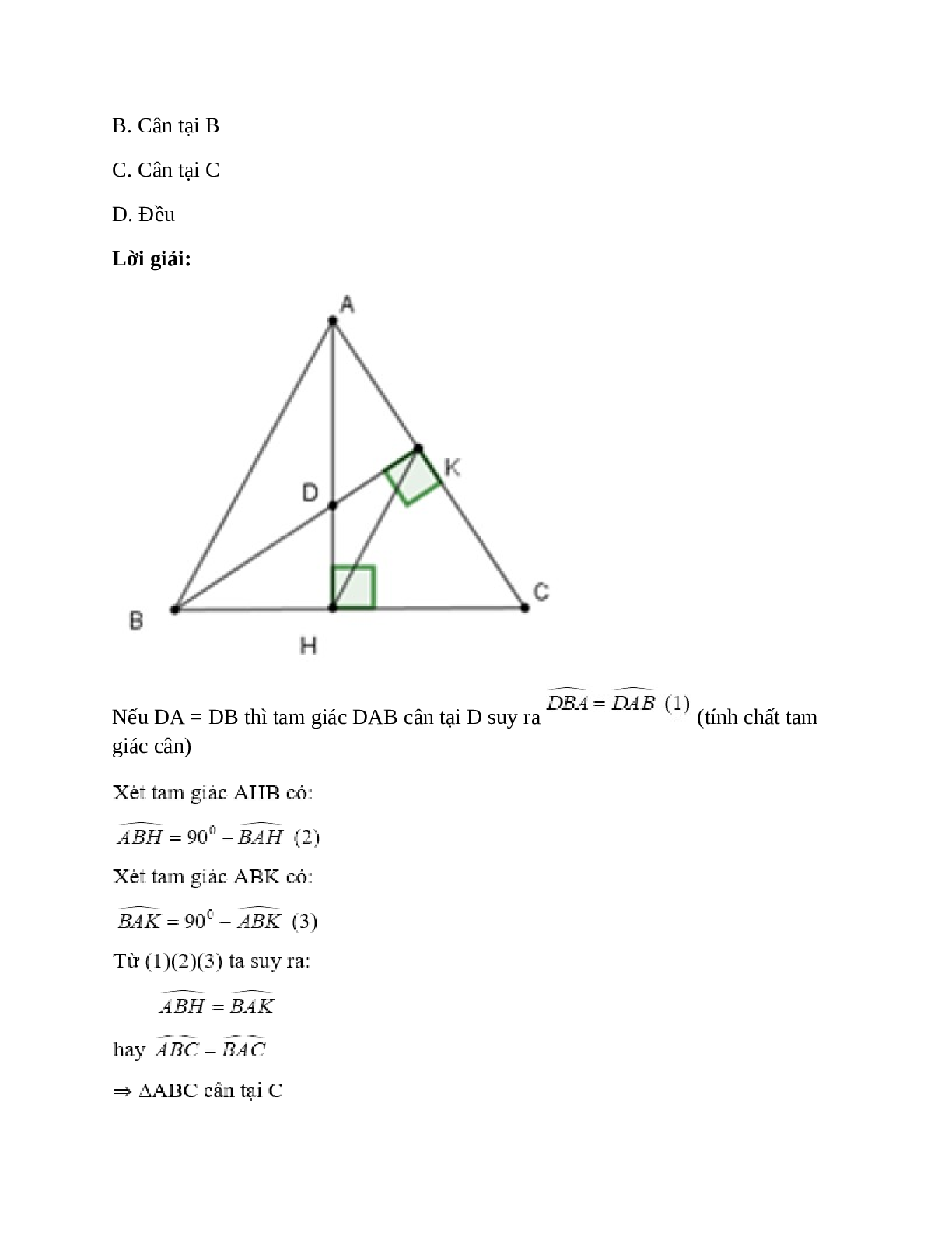 Trắc nghiệm Tính chất ba đường cao của tam giác có đáp án – Toán lớp 7 (trang 10)