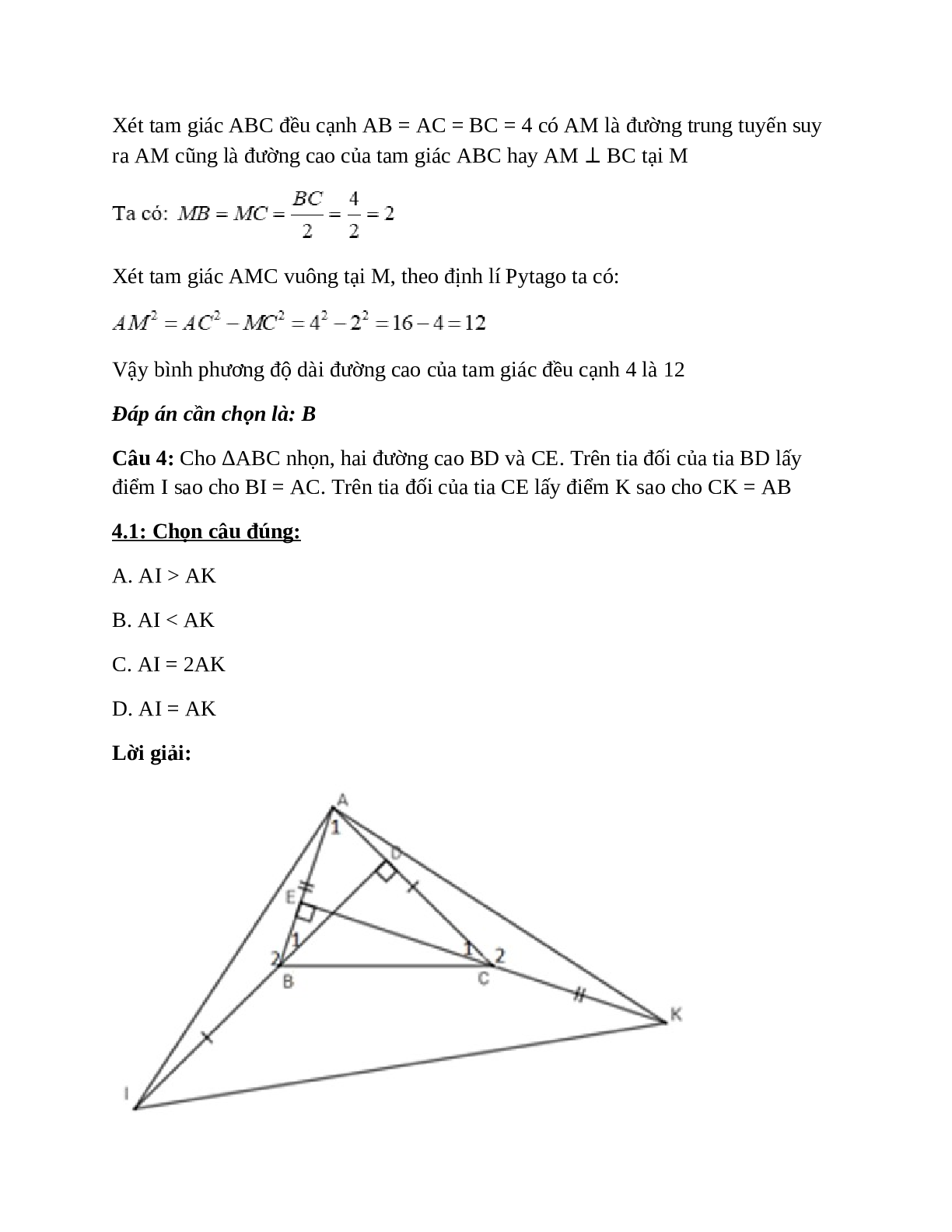 Trắc nghiệm Tính chất ba đường cao của tam giác có đáp án – Toán lớp 7 (trang 4)