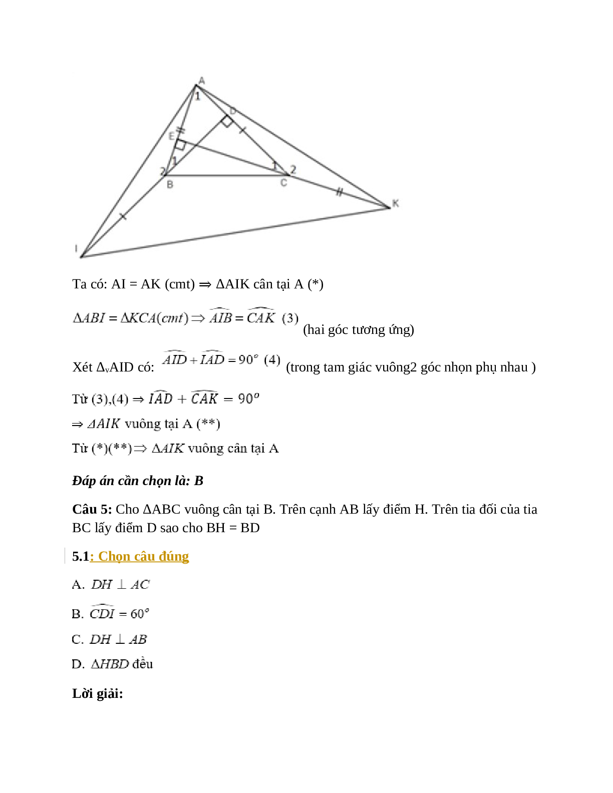 Trắc nghiệm Tính chất ba đường cao của tam giác có đáp án – Toán lớp 7 (trang 6)