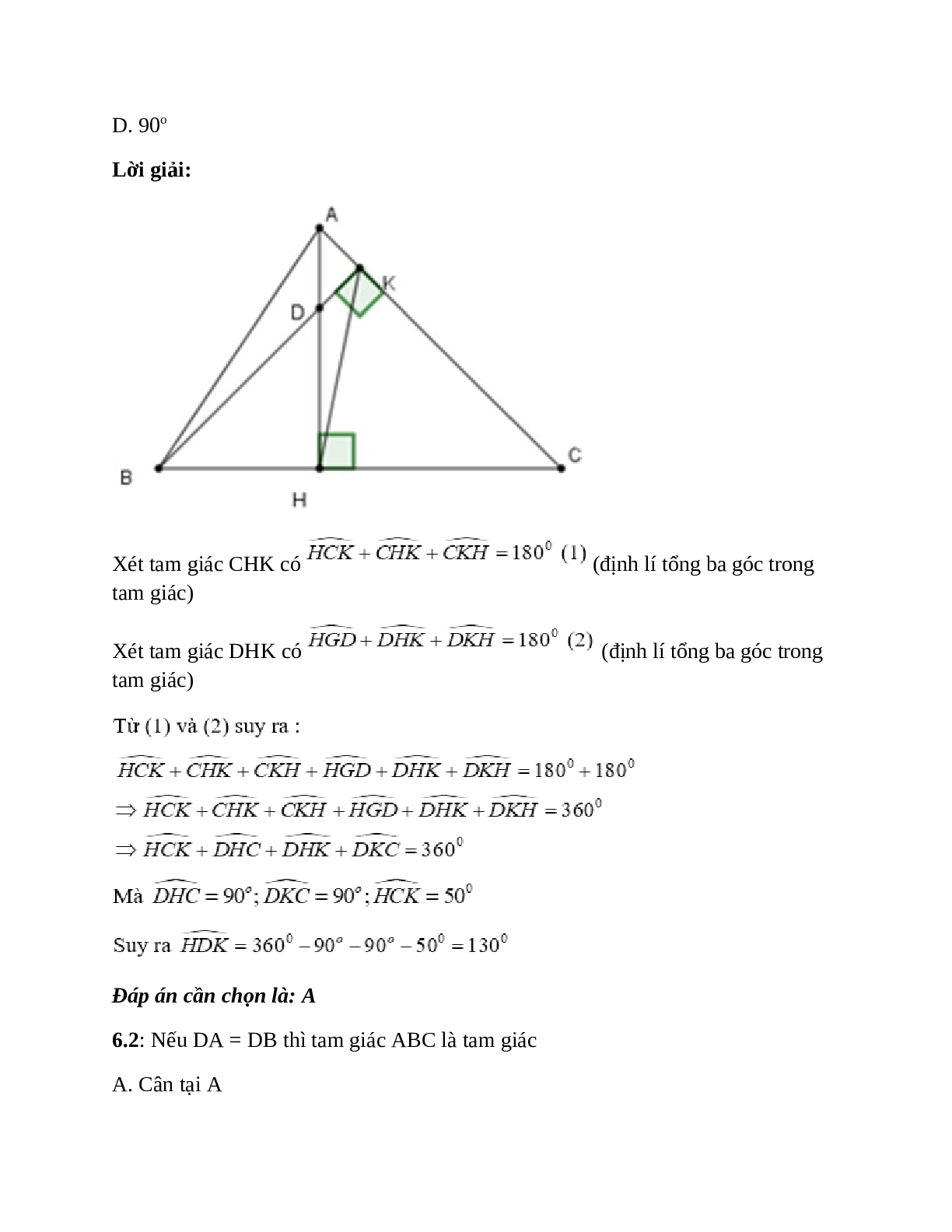 Trắc nghiệm Tính chất ba đường cao của tam giác có đáp án – Toán lớp 7 (trang 9)