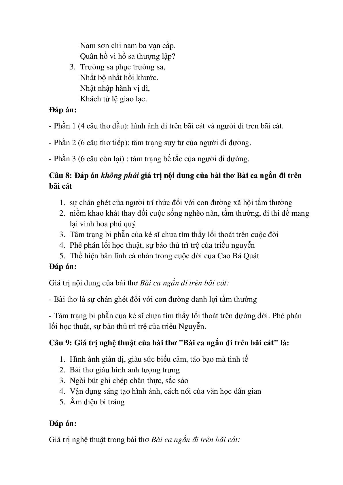 37 câu Trắc nghiệm Bài ca ngắn đi trên bãi cát có đáp án 2023 – Ngữ Văn lớp 11 (trang 6)