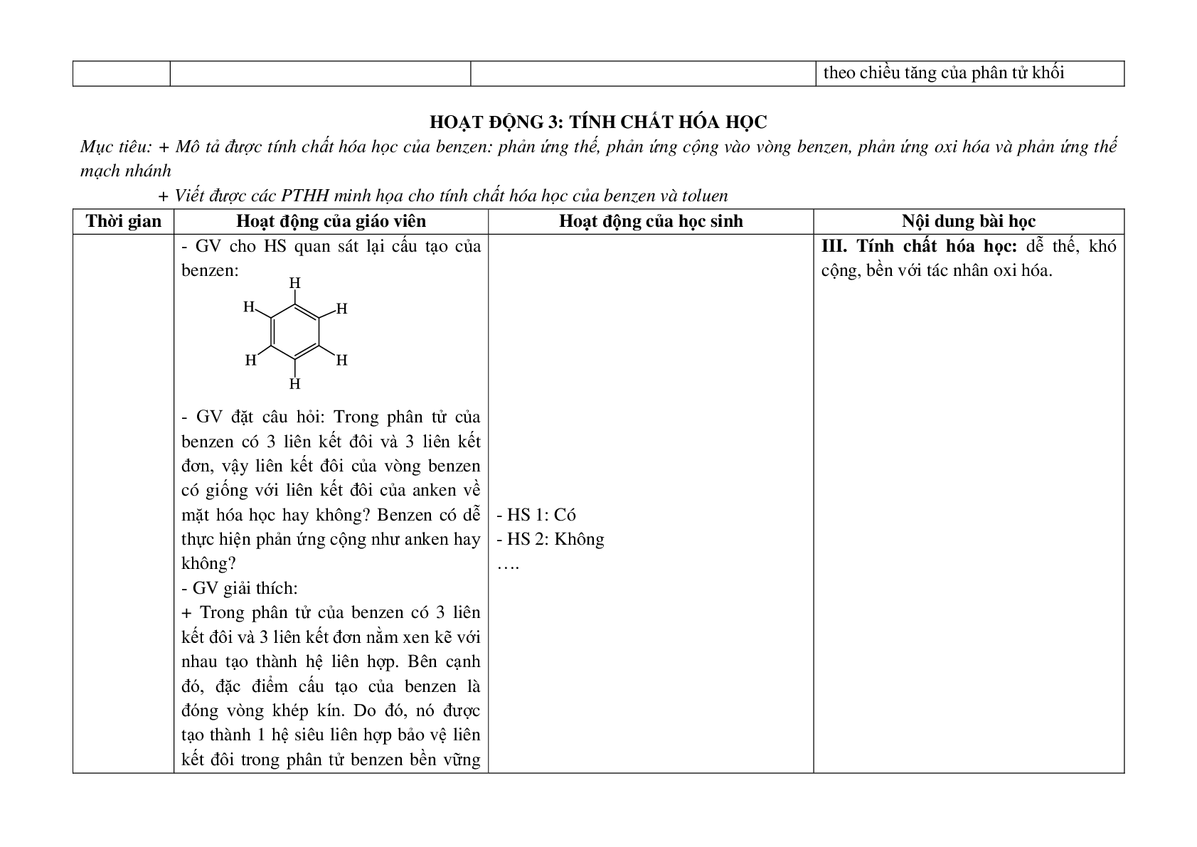 Giáo án hóa học 12 bài 35: Benzen và đồng đẳng một số hidrocacbon thơm khác mới nhất (trang 8)