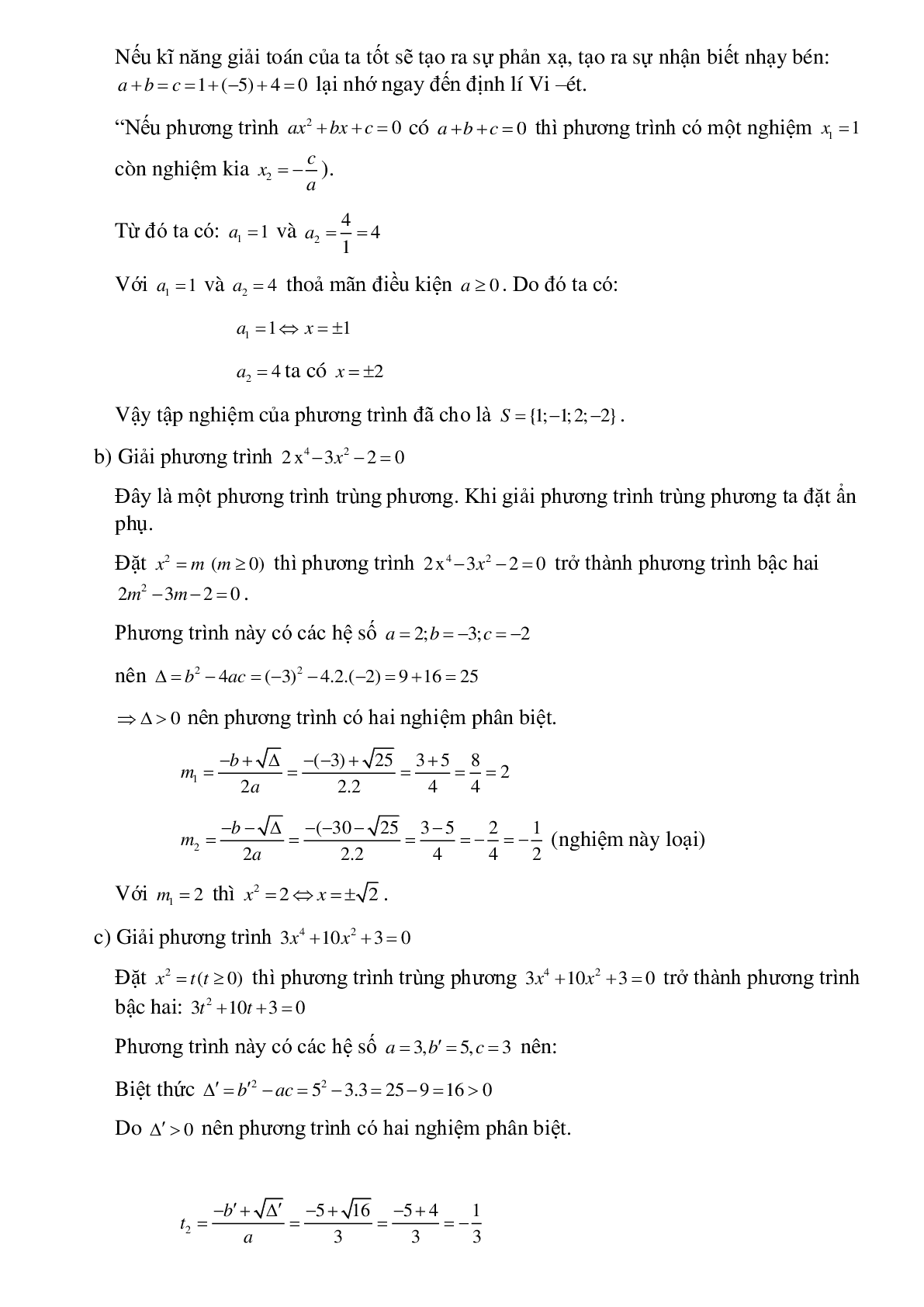 50 Bài tập Phương trình quy về phương trình bậc hai (có đáp án)- Toán 9 (trang 2)