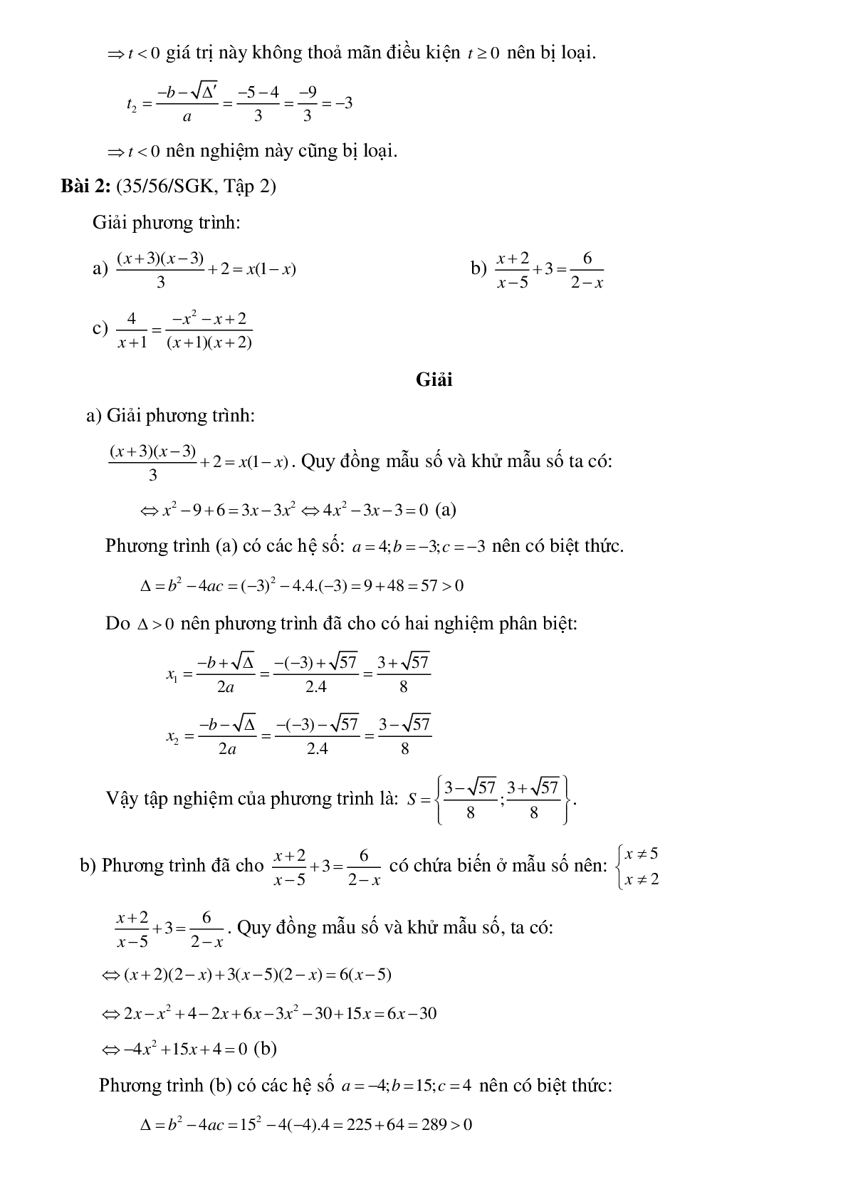 50 Bài tập Phương trình quy về phương trình bậc hai (có đáp án)- Toán 9 (trang 3)