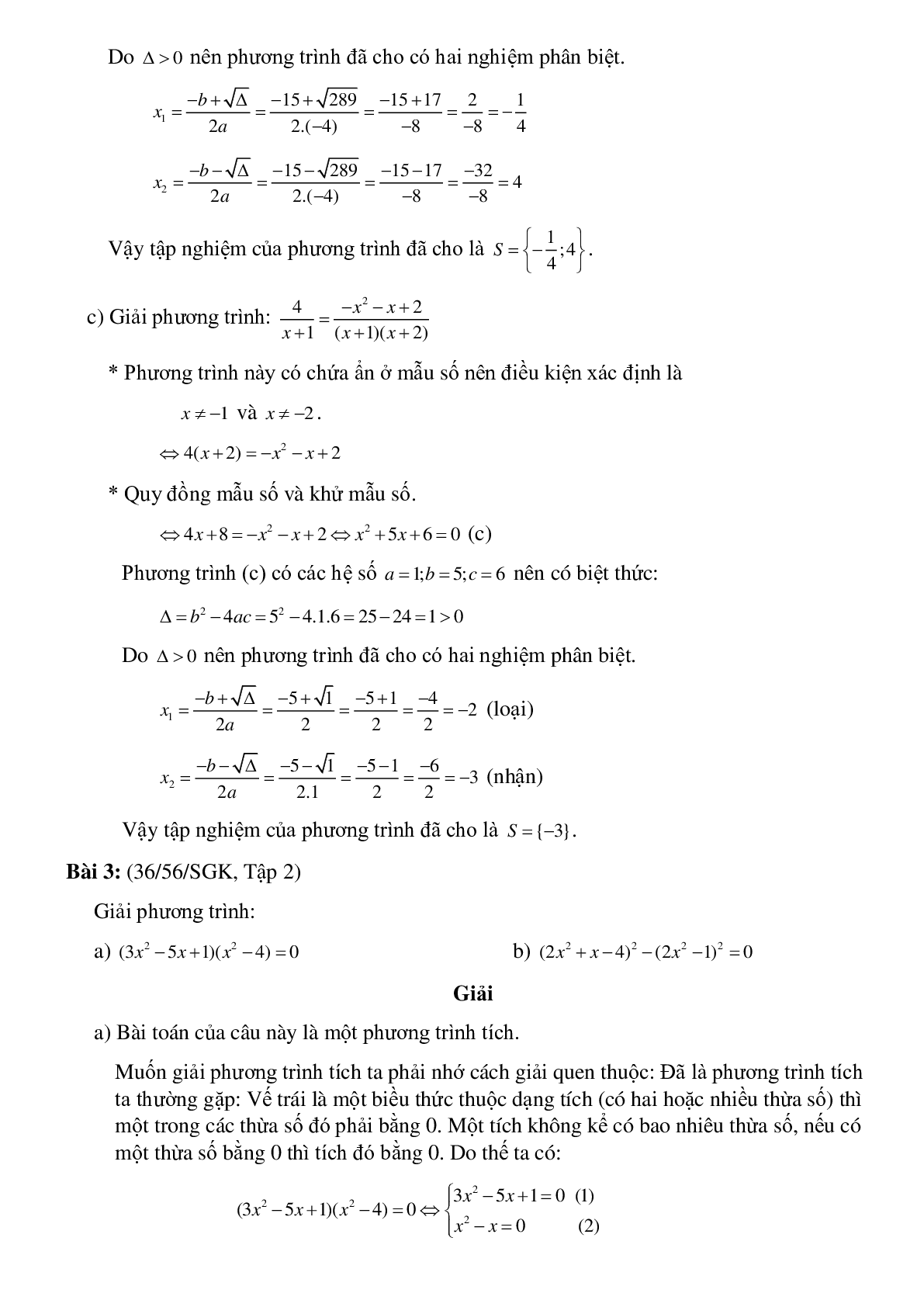 50 Bài tập Phương trình quy về phương trình bậc hai (có đáp án)- Toán 9 (trang 4)