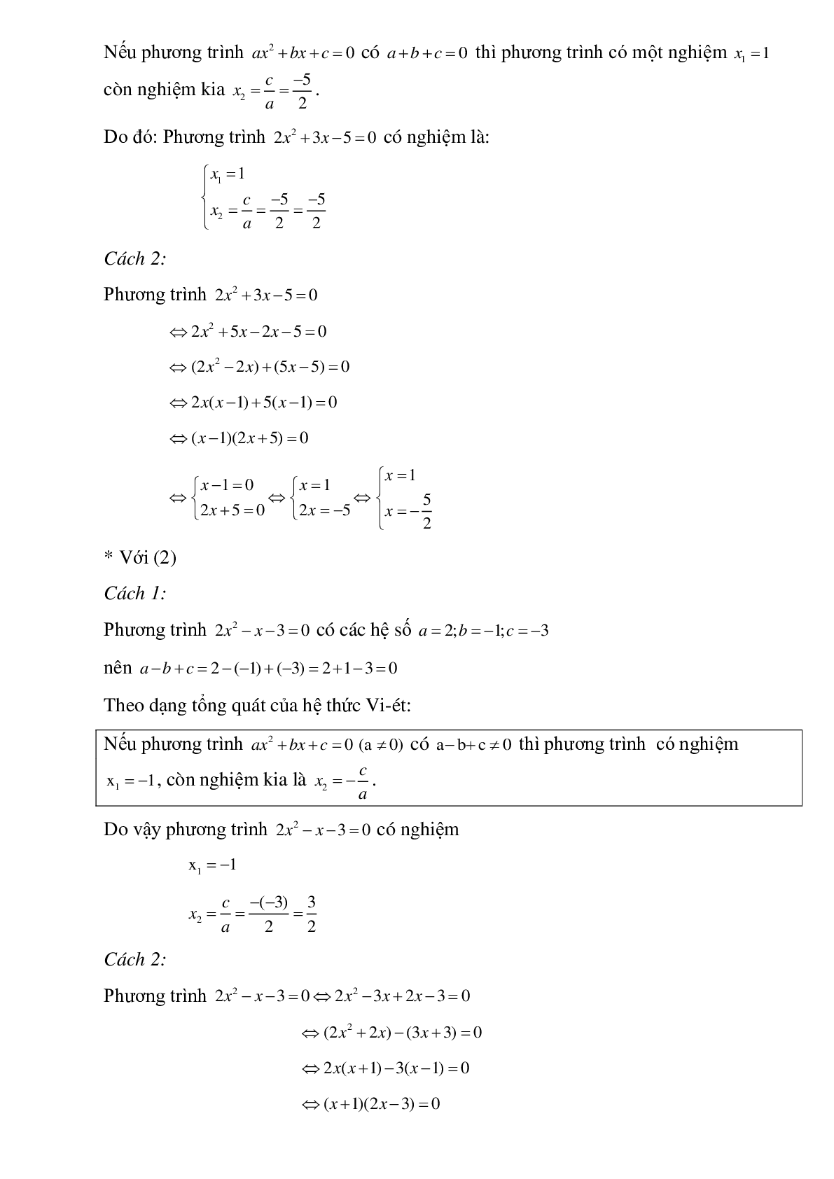 50 Bài tập Phương trình quy về phương trình bậc hai (có đáp án)- Toán 9 (trang 6)