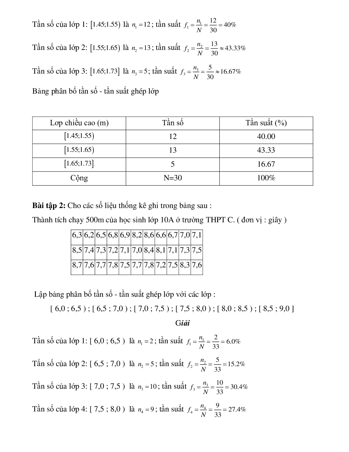 Bài tập tự luyện lập bảng phân bố tần số và tần suất ghép lớn có đáp án (trang 2)