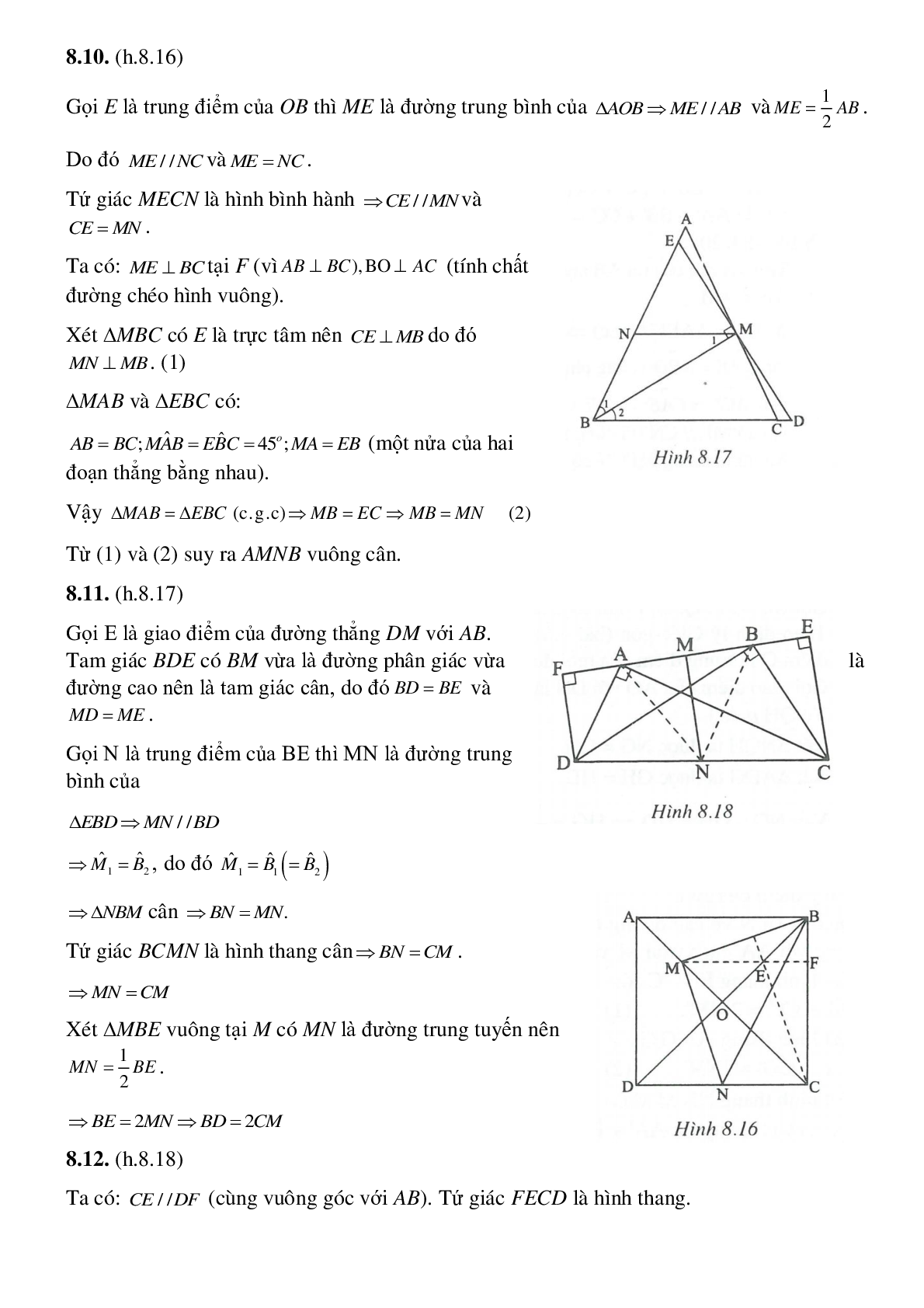Hình phụ để giải toán trong chương tứ giác (trang 10)